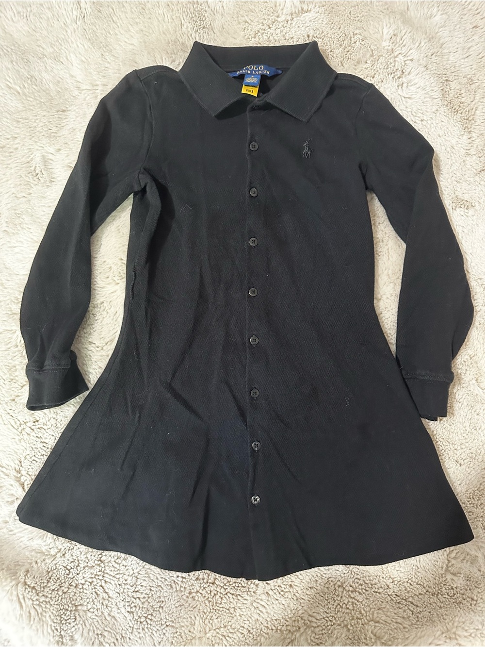 Polo by Ralph Lauren Black Long-Sleeve Button Front Dress